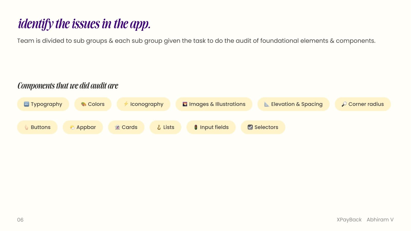 Audit framework — foundations and components catalogued