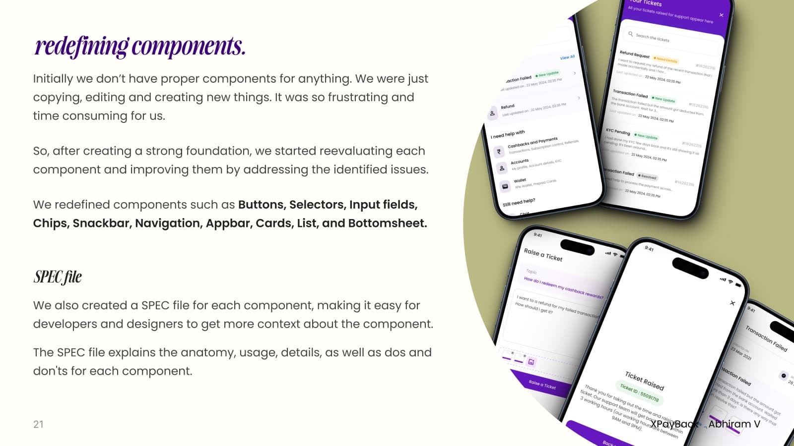 Redefined components and SPEC files — app screens rebuilt on the new system
